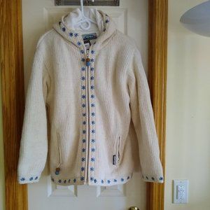 vintage y2k Laundromat wool sweater jacket with hood NWT